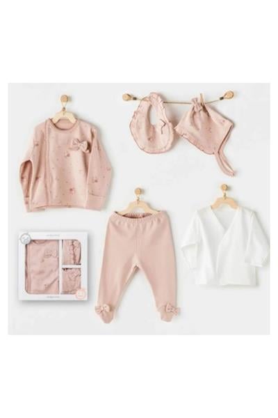 Andywawa Bebek Hastane Çıkış Yeni Doğan Seti 5 Parça - Floral Baby Rose