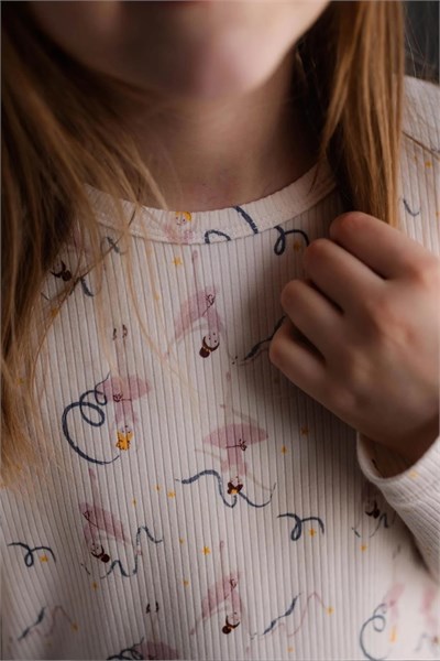 Antebies / Bale Masalı Uzun Kollu Taytlı Pijama Takımı Pembe