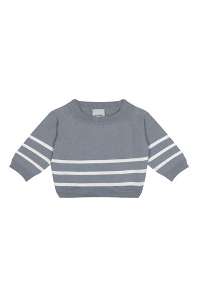 Antebies / Beyaz Çizgili Gri Triko Bebek Set Gri