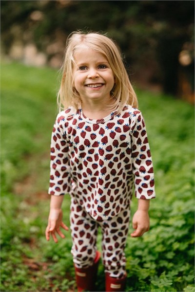 Antebies / Çilek Tarlası Uzun Kollu Pijama Takımı Bordo