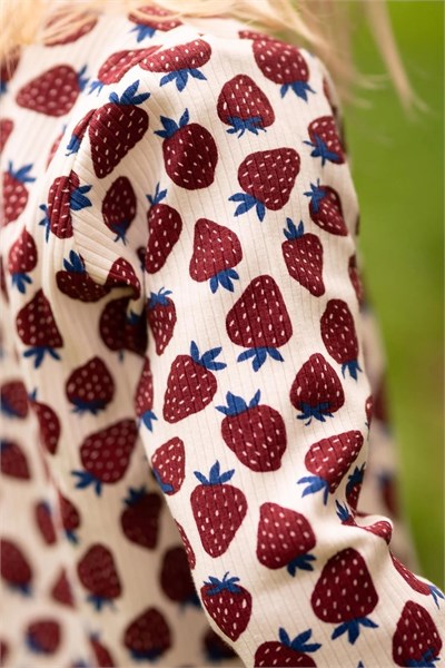 Antebies / Çilek Tarlası Uzun Kollu Pijama Takımı Bordo