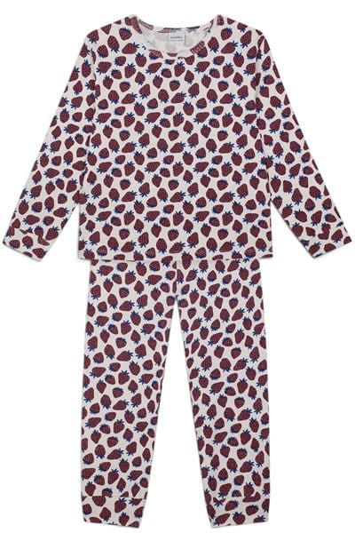 Antebies / Çilek Tarlası Uzun Kollu Pijama Takımı Bordo