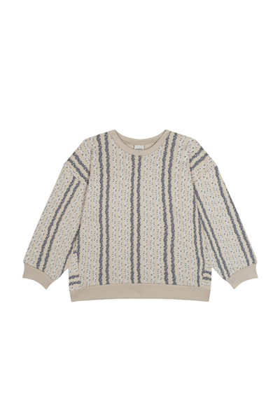 Antebies/ Dikey Çiçek Sweatshirt Krem