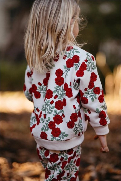 Antebies / Gül Bahçesi Sweatshirt Pantolon Set Kırmızı