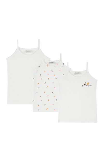 Antebies / Meyve Salatası Atlet Üçlü Set Beyaz