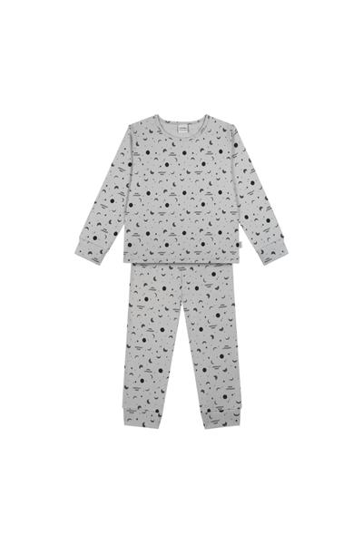 Antebies / Minik Ay Uzun Kollu Pijama Takımı Gri