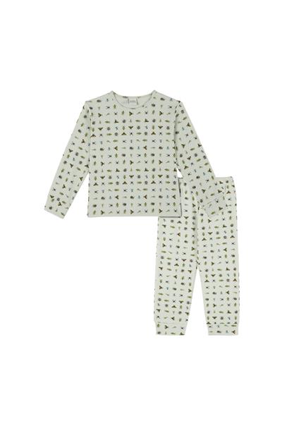 Antebies / Minik Dostlar Uzun Kollu Pijama Takımı Yeşil