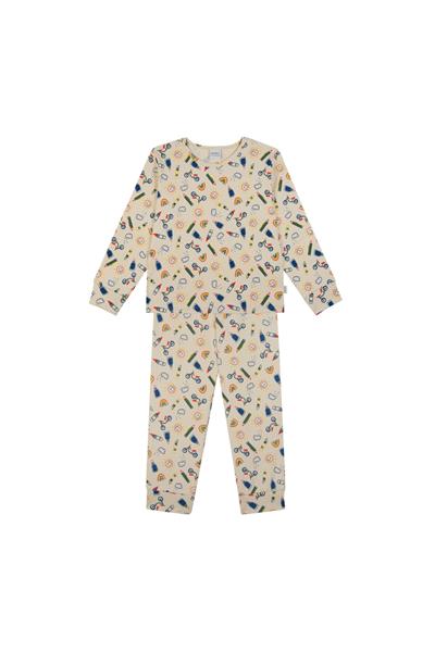 Antebies / Okula Dönüş Uzun Kollu Pijama Takımı Sarı