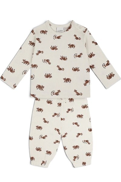 Antebies / Rakun Uzun Kollu Tshirt Pantolon Set Krem