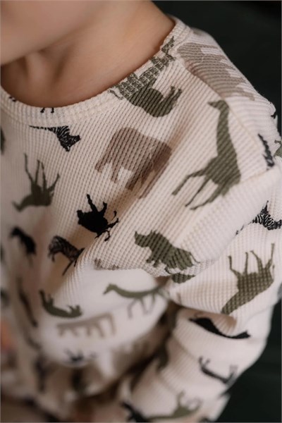 Antebies / Safari Macerası Uzun Kollu Pijama Takımı Yeşil