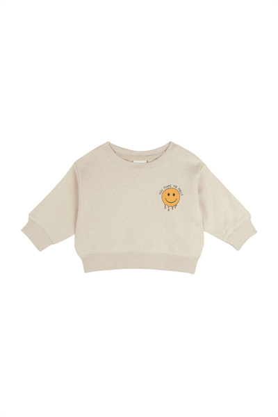 Antebies/ Smiley Sweatshirt Pantolon Set Krem