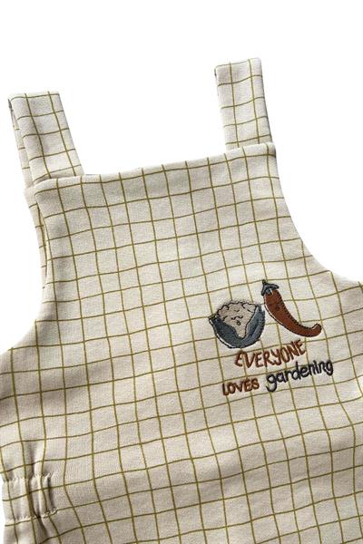 Auntie Me /‘OLIVE OIL CHECKED SALOPET 100% organik pamuk futter-GOTS Sertifikalı Çok Renkli