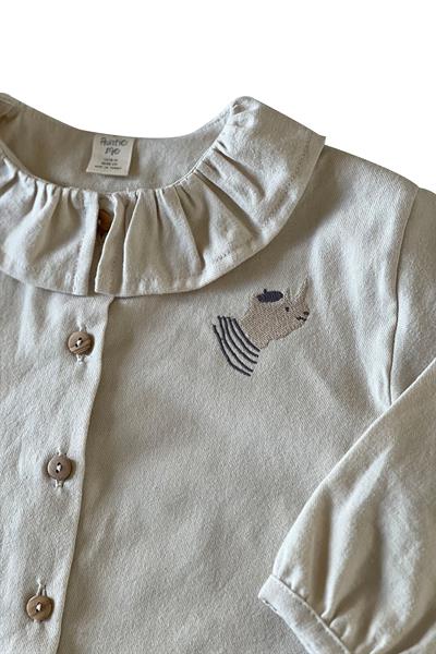 Auntie Me / PERFECTLY PALE ‘RHINO FLANNEL SHIRT100% organic cotton flannel-GOTS certified Krem