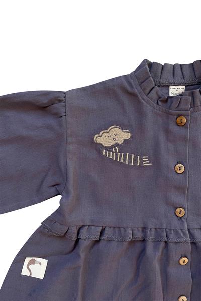 Auntie Me / QUICKSILVER ‘CLOUD WITH SCARF FLANNEL DRESS100% organic cotton flannel-GOTS certified Mor