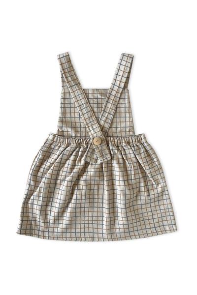 Auntie Me / ‘WAVY CHECKED FLANNEL DRESS100% organic cotton flannel-GOTS certified Krem