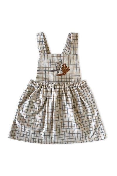 Auntie Me / ‘WAVY CHECKED FLANNEL DRESS100% organic cotton flannel-GOTS certified Krem