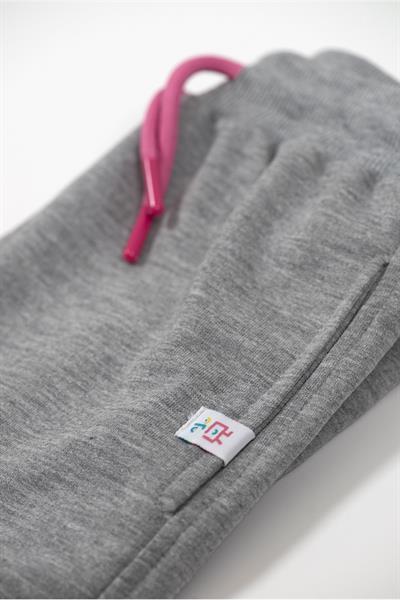 Beetlebeez / Basic Pleated Short - Paçası Katlamalı Düz Kalıp Çocuk Şort - (Pembe Kordonlu) Gri