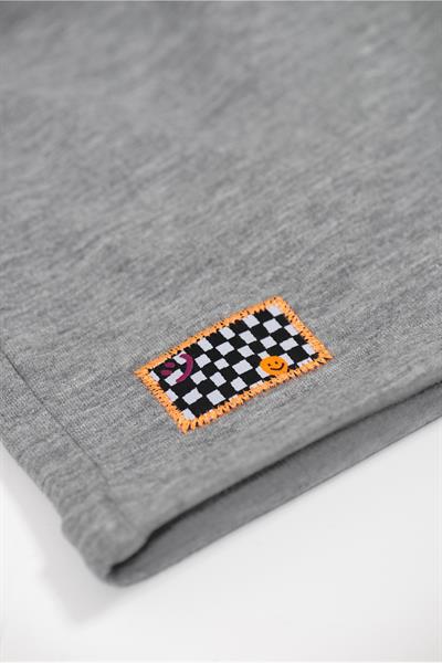 Beetlebeez / Basic Pleated Short - Paçası Katlamalı Düz Kalıp Çocuk Şort - (Pembe Kordonlu) Gri