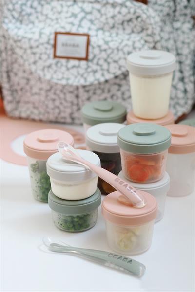 Beaba / 12li Saklama Kabı ve Silikon Kaşık Seti Pembe