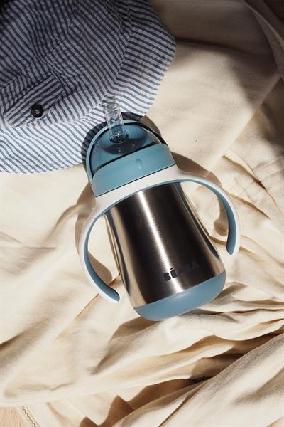 Beaba / 250 ml Çelik Pipetli Suluk Mavi