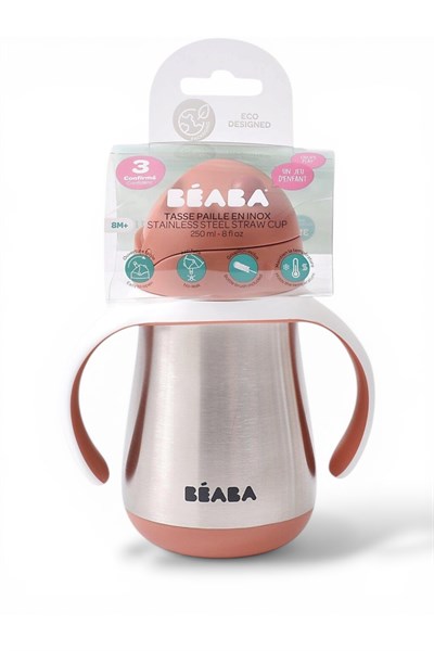 Beaba / 250 ml Çelik Pipetli Suluk Terracotta