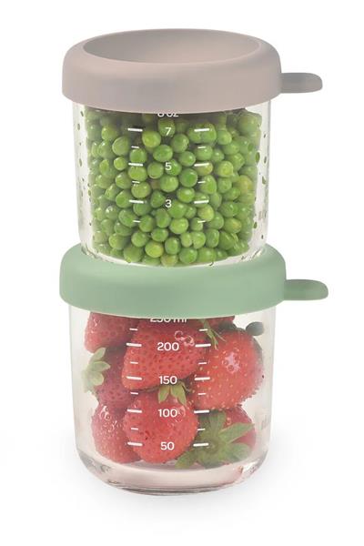 Beaba / Bebek cam mama kavanozu 2li set, 250 ml Sage green / 250 ml Gazelle Çok Renkli