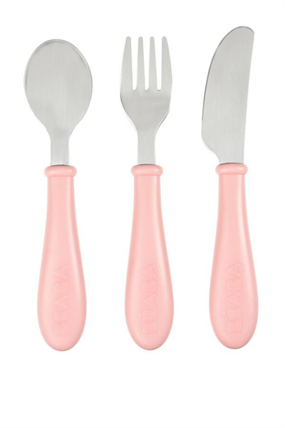 Beaba / Paslanmaz Çelik Çatal Bıçak Kaşık Seti, Old Pink Pembe