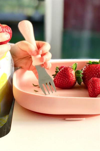 Beaba / Paslanmaz Çelik Çatal Bıçak Kaşık Seti, Old Pink Pembe