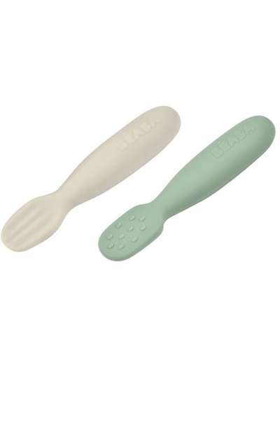 Beaba / Silikon Kaşık Seti sage green/grey
