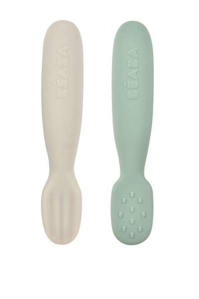 Beaba / Silikon Kaşık Seti sage green/grey