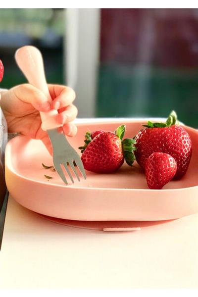 Beaba / Vakumlu Silikon Tabak, Light Pink Pembe