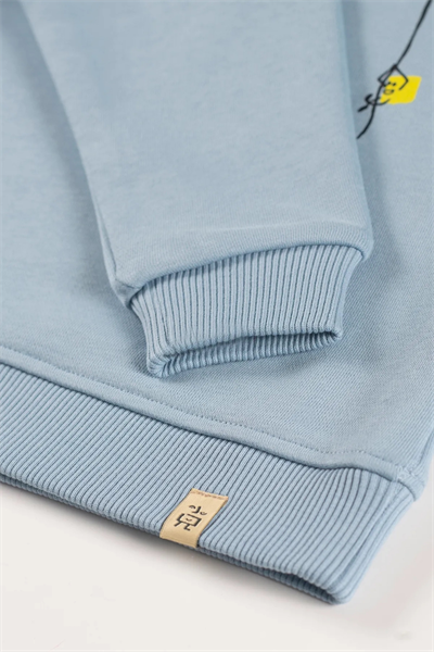 Beetlebeez / Çocuk Bisiklet Yaka Baskılı ve Nakışlı Sweatshirt - Açık Mavi Açık Mavi