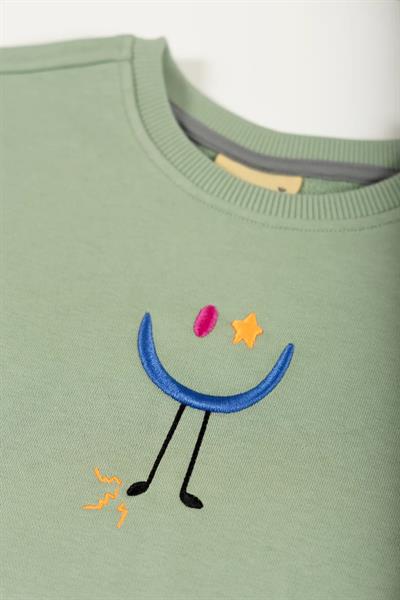 Beetlebeez / Çocuk Bisiklet Yaka Nakışlı Sweatshirt - Mint Mint