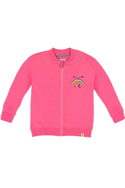 Beetlebeez / Çocuk Bisiklet Yaka Nakışlı Fermuarlı Sweatshirt - Pembe Pembe