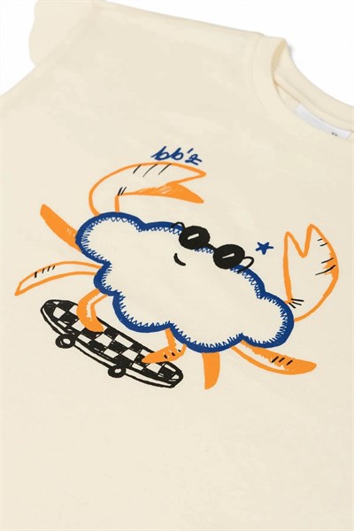Beetlebeez / Cool Funny Crab Oversize T-Shirt_Ecru Çok Renkli