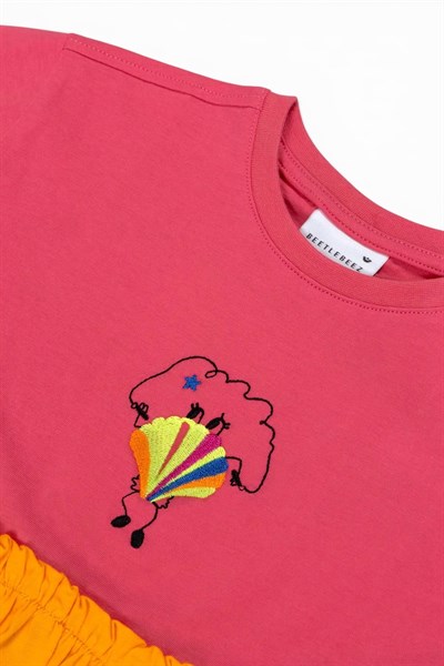 Beetlebeez / Hey Joyster Frilled Dress_Pink & Orange Çok Renkli