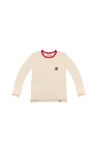 Beetlebeez / Uzun Kollu Aplikeli Çocuk T-Shirt - Ekru / Pembe Ribanalı Ekru