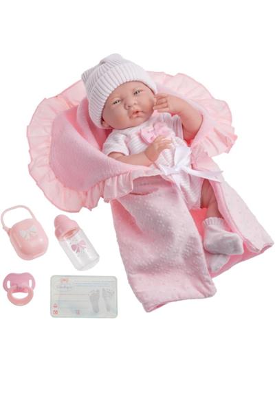 Berenguer Gerçekçi Yenidoğan Oyuncak Bebek 39 cm ve Pembe Kundak Seti Çok Renkli