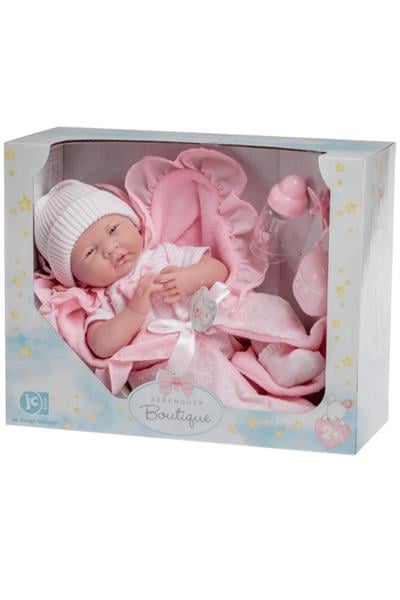 Berenguer Gerçekçi Yenidoğan Oyuncak Bebek 39 cm ve Pembe Kundak Seti Çok Renkli