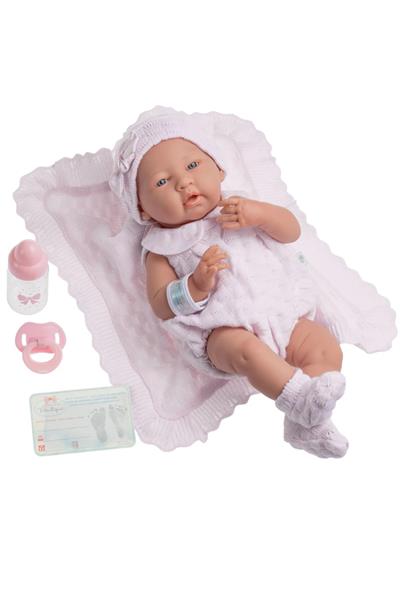 Berenguer Gerçekçi Yenidoğan Oyuncak Kız Bebek 38 cm ve Örme Battaniye Çok Renkli
