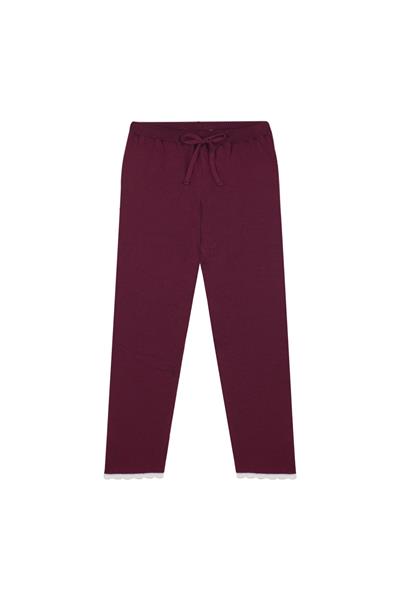 Antebies / Beyaz Fırfırlı Bordo Triko Sweatshirt Tayt Takım Bordo