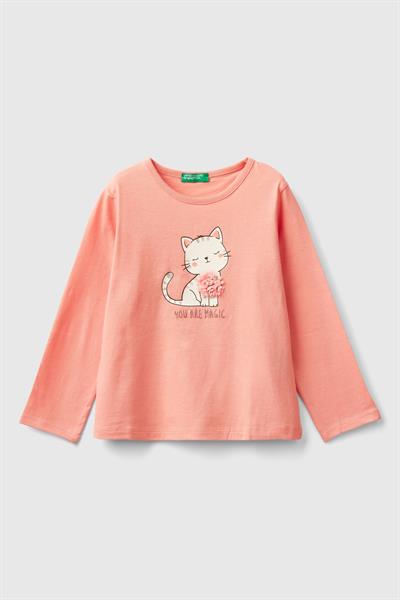 BENETTON-BG UZUN TSHIRT PEMBE