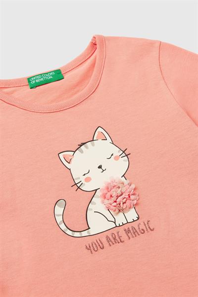 BENETTON-BG UZUN TSHIRT PEMBE