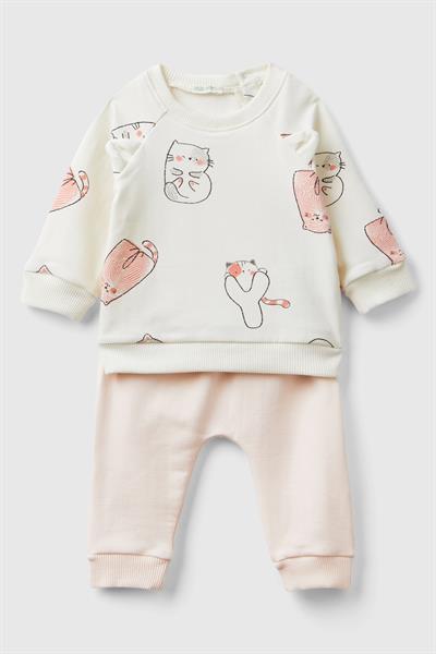 BENETTON-NB SWEAT PANTOLON SET PEMBE