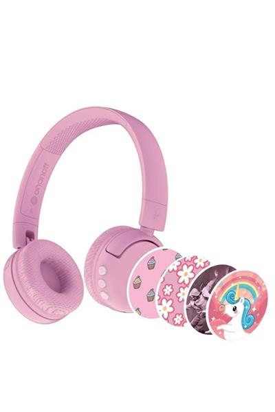 BuddyPhones POP Fun Çocuklar İçin Kulak Üstü Kulaklık - Bluetooth/Kablolu - Pembe Çok Renkli