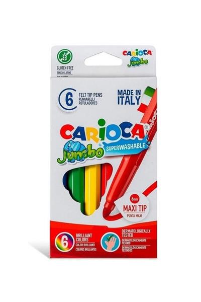 Carioca / JUMBO SÜPER YIKANABİLİR KEÇELİ BOYA KALEMİ 6LI Çok Renkli