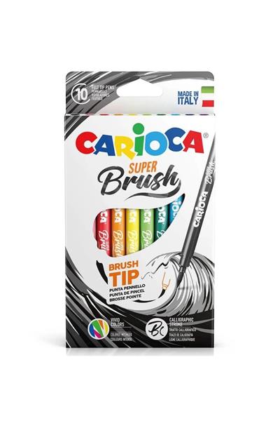 Carioca / SUPER BRUSH KEÇELİ BOYA KALEMİ 10LU Çok Renkli