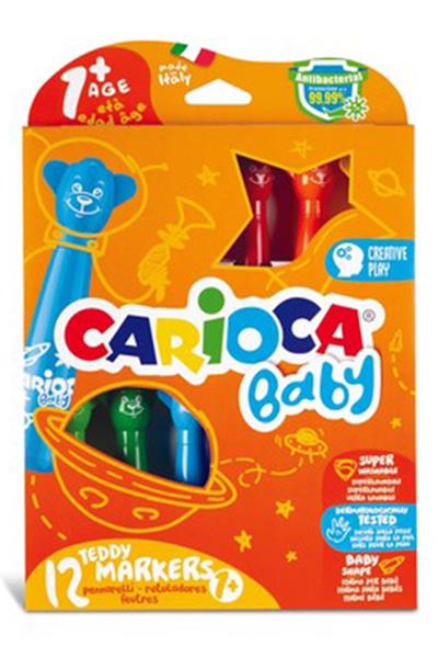 Carioca / TEDDY JUMBO BEBEK SÜPER YIKANABİLİR KEÇELİ BOYA KALEMİ 12Lİ 1+ YAŞ Çok Renkli