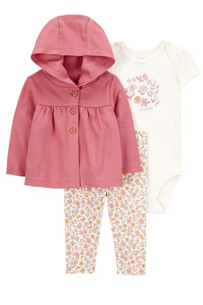 CARTERS / Layette Kız Bebek 3Lü Hırkalı Pembe