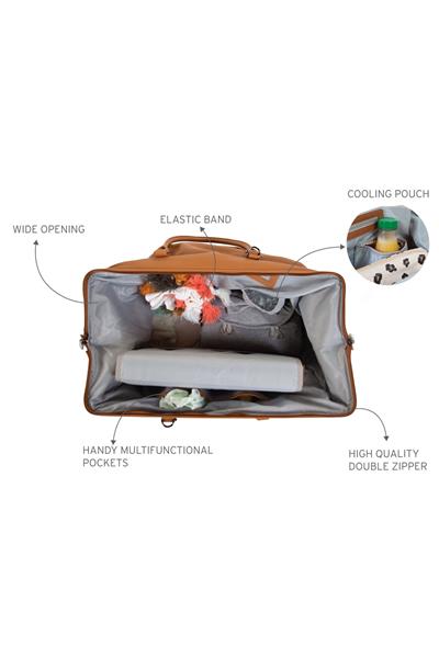 Child Home / Mommy Bag, Anne Bebek Bakım Çantası Deri Kahve